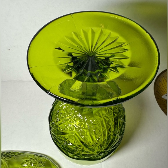 Vintage Viking Glass Compote & Star of David Anchor Hocking Oblong Divided Dish. - Picture 5 of 8